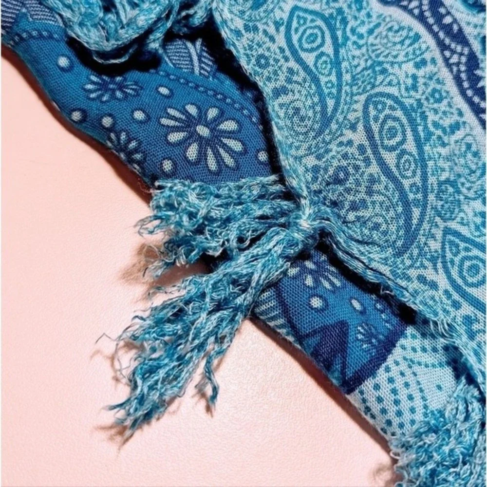 Elephant Scarf Wrap‎ Shawl Paisley Blue Aqua Boho Beach Lightweight